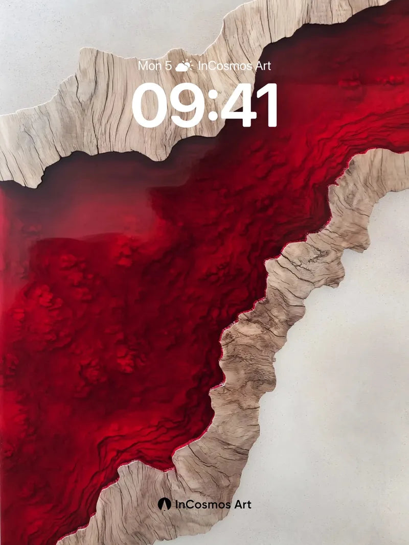 Bloodstone Vein Wallpaper with Living Wood Edges