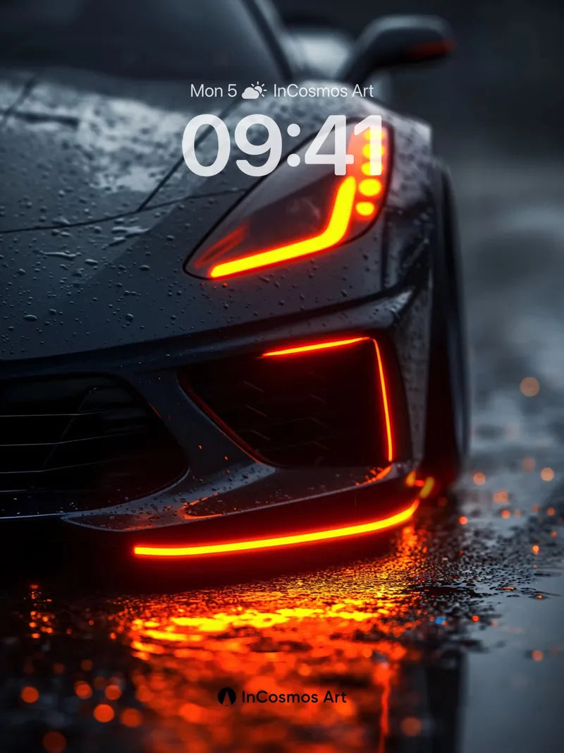 Neon Pulse Wallpaper with Rain-Soaked Reflections