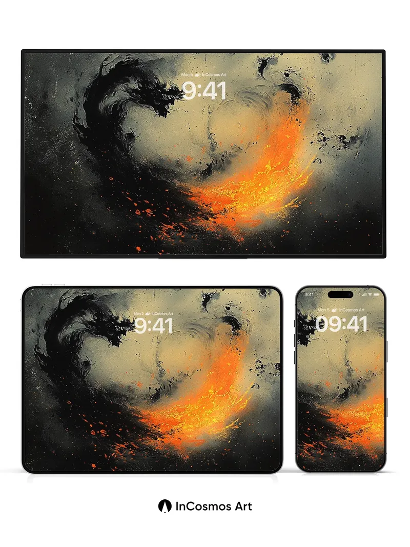 Inferno Dragon Wallpaper with Swirling Embers