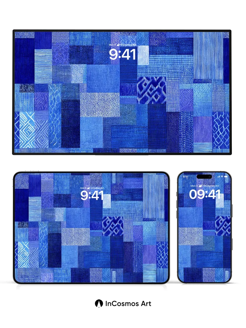 Indigo Tapestry Wallpaper with Hidden Patterns