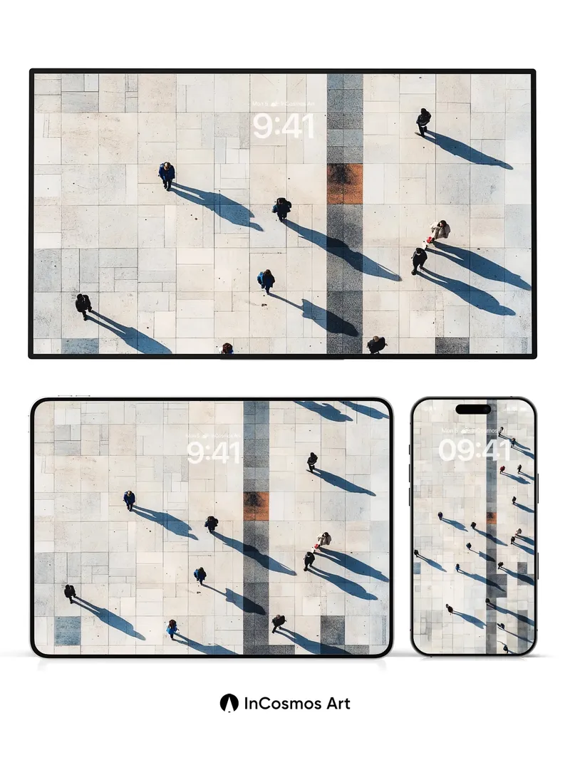 Shadowed Pathways Wallpaper with Silent Walkers