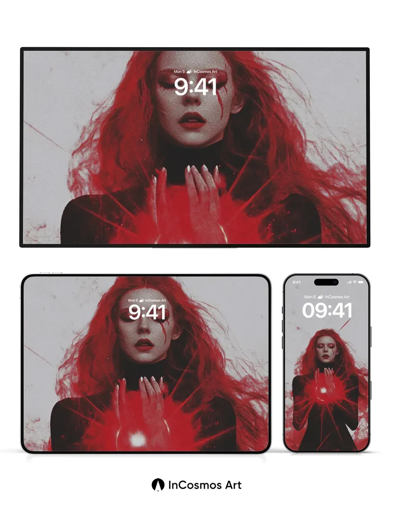 Crimson Pulse Wallpaper with Cosmic Heart