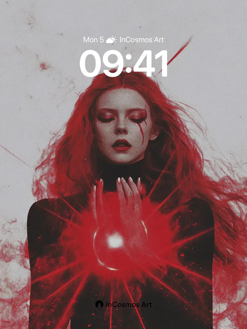 Crimson Pulse Wallpaper with Cosmic Heart