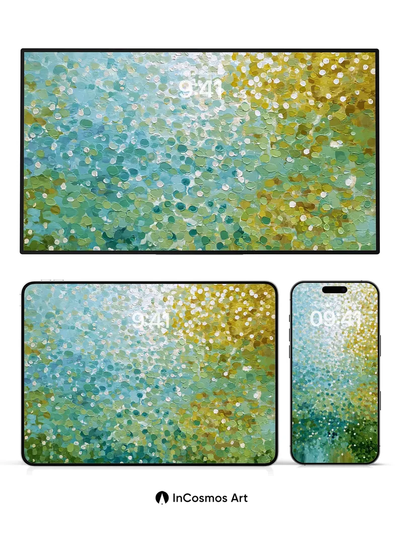 Luminous Dot Field Wallpaper with Golden Haze