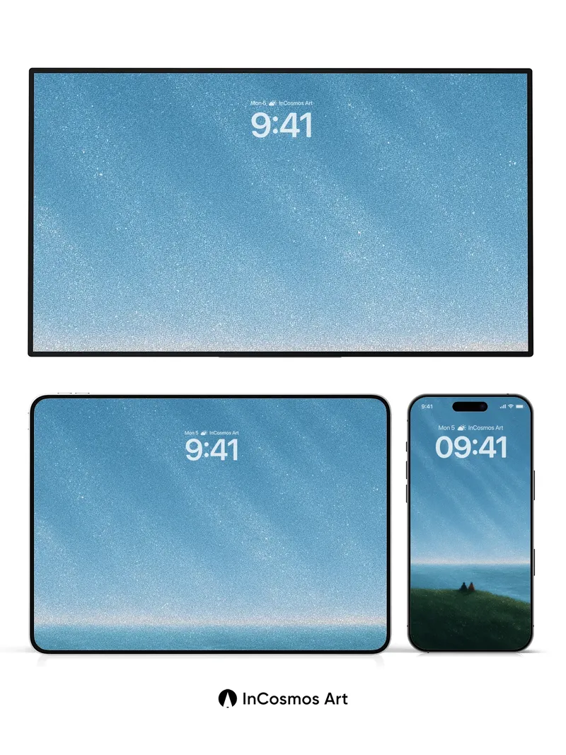 Serenity Horizon Wallpaper with Starlit Sky