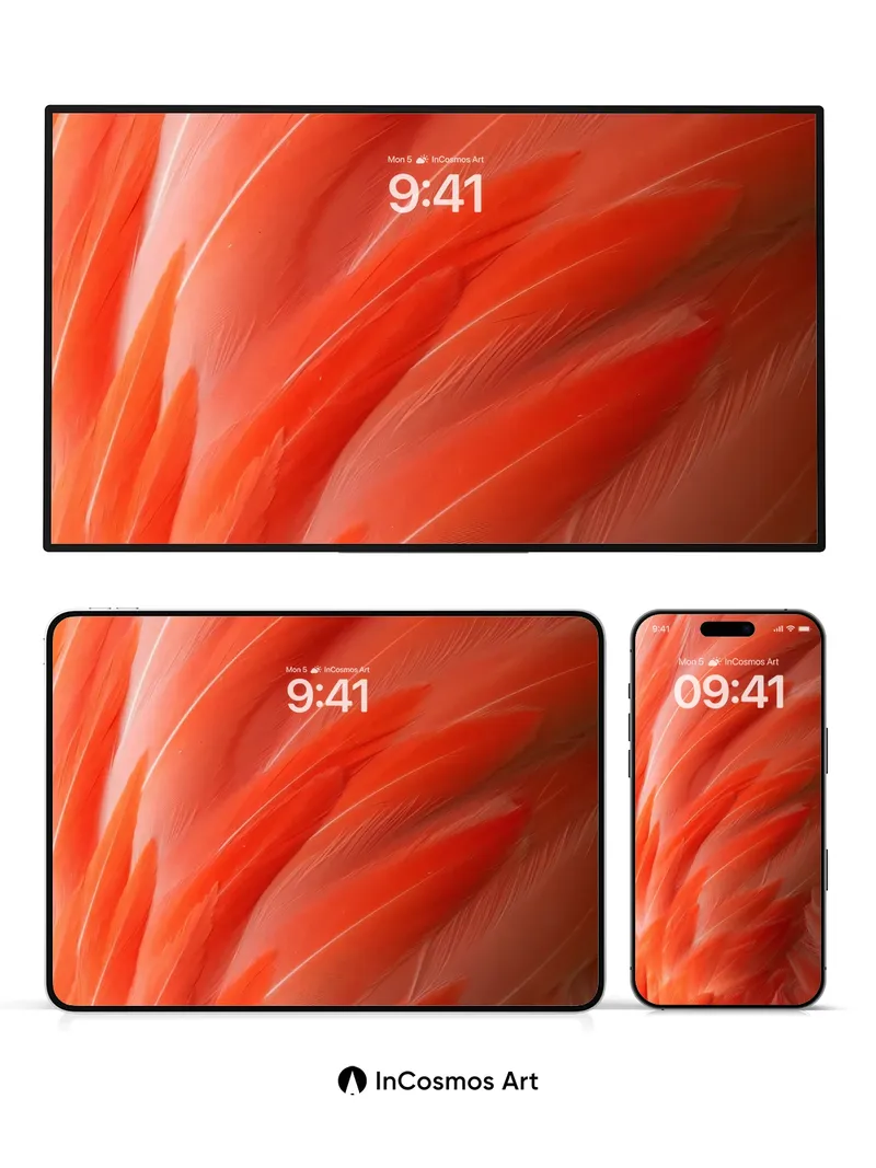 Crimson Feather Wallpaper with Living Light