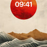 Crimson Horizon Wallpaper with Wave Lines wallpaper for iPhone, iPad & Mac