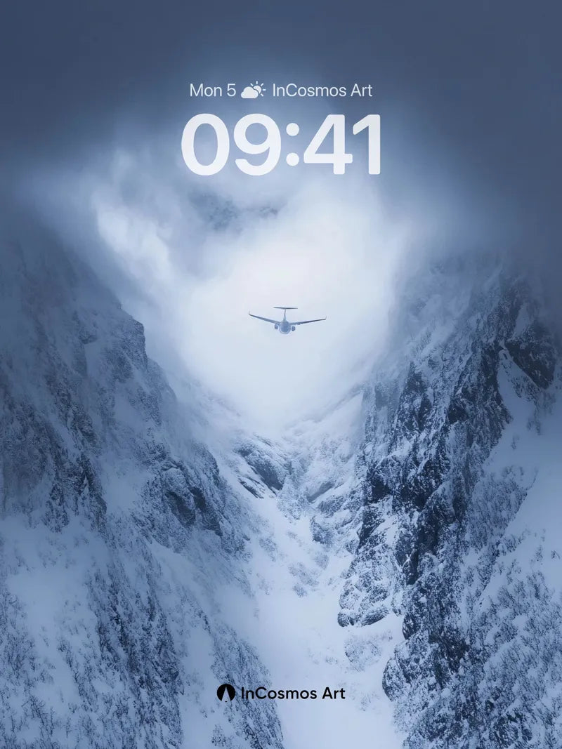 Frostbound Flight Wallpaper with Cloud-Carved Canyons