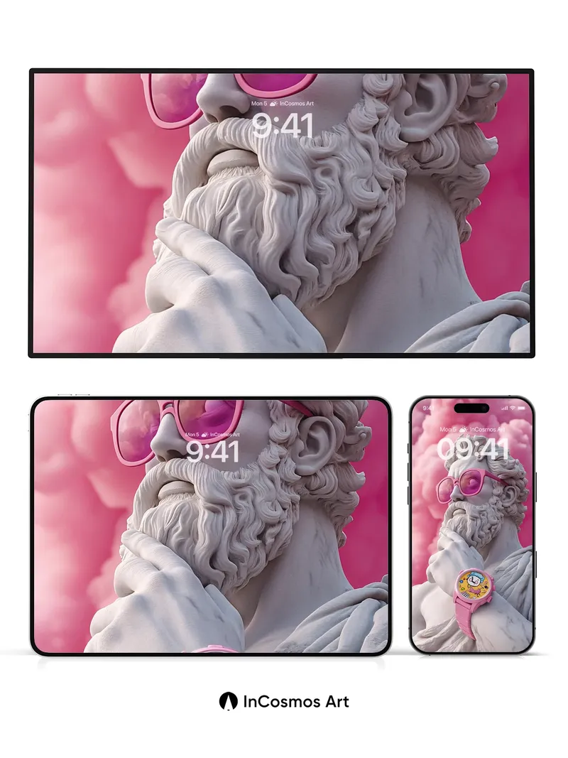 Surreal Marble Wallpaper with Pop Culture Watch