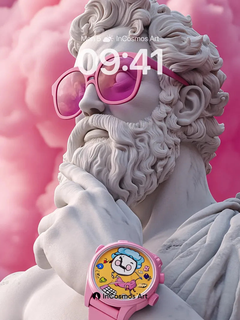 Surreal Marble Wallpaper with Pop Culture Watch