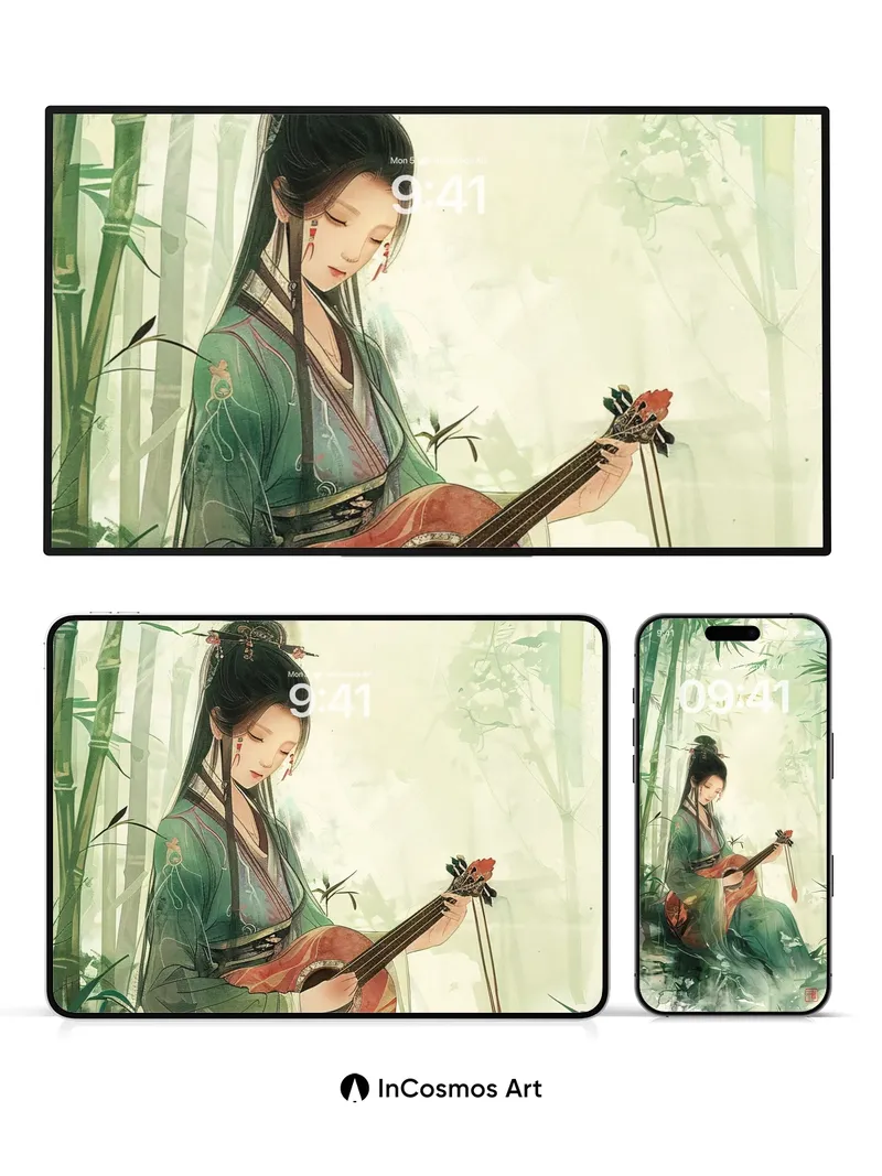 Serenity in Bamboo Wallpaper with Ancient Strings