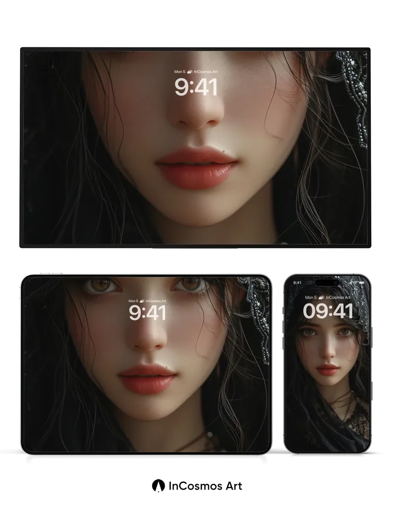 Velvet Shadow Wallpaper with Lace Veil