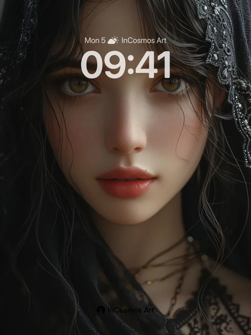 Velvet Shadow Wallpaper with Lace Veil