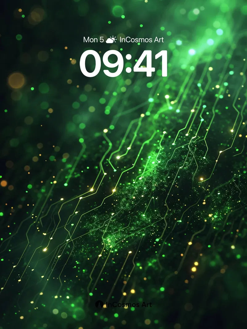 Luminous Circuit Wallpaper with Electric Veins