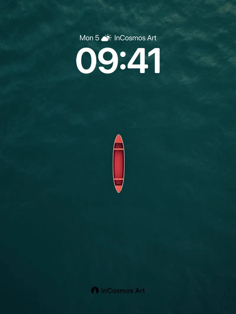 Serenity Drift Wallpaper with Crimson Canoe