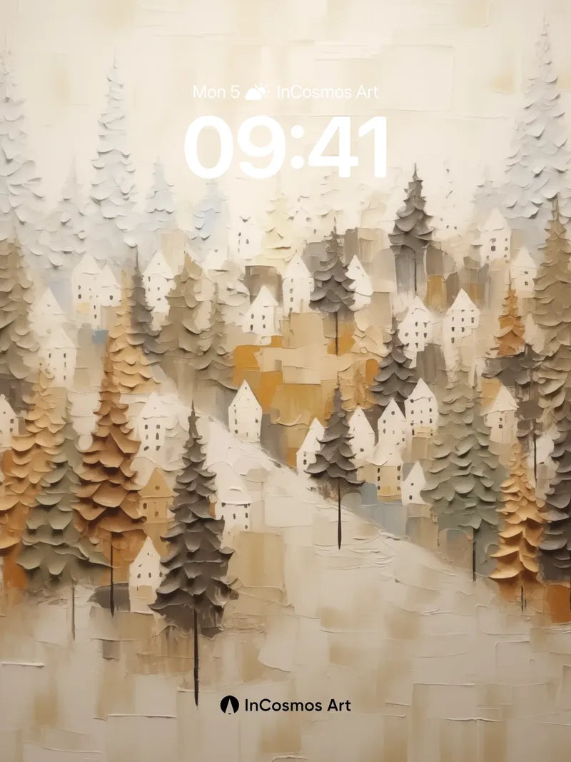 Whispering Pines Wallpaper with Textured Snowfall