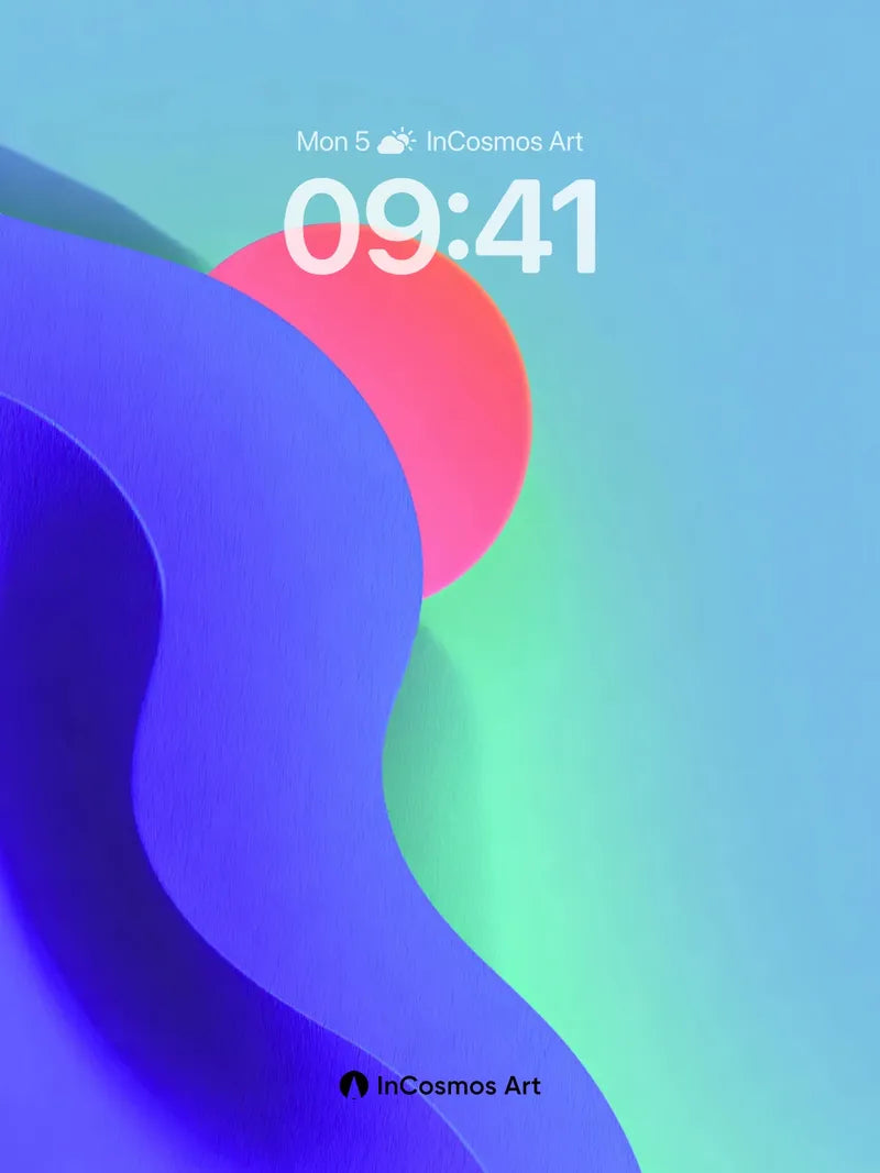 Luminous Wave Wallpaper with Floating Orb