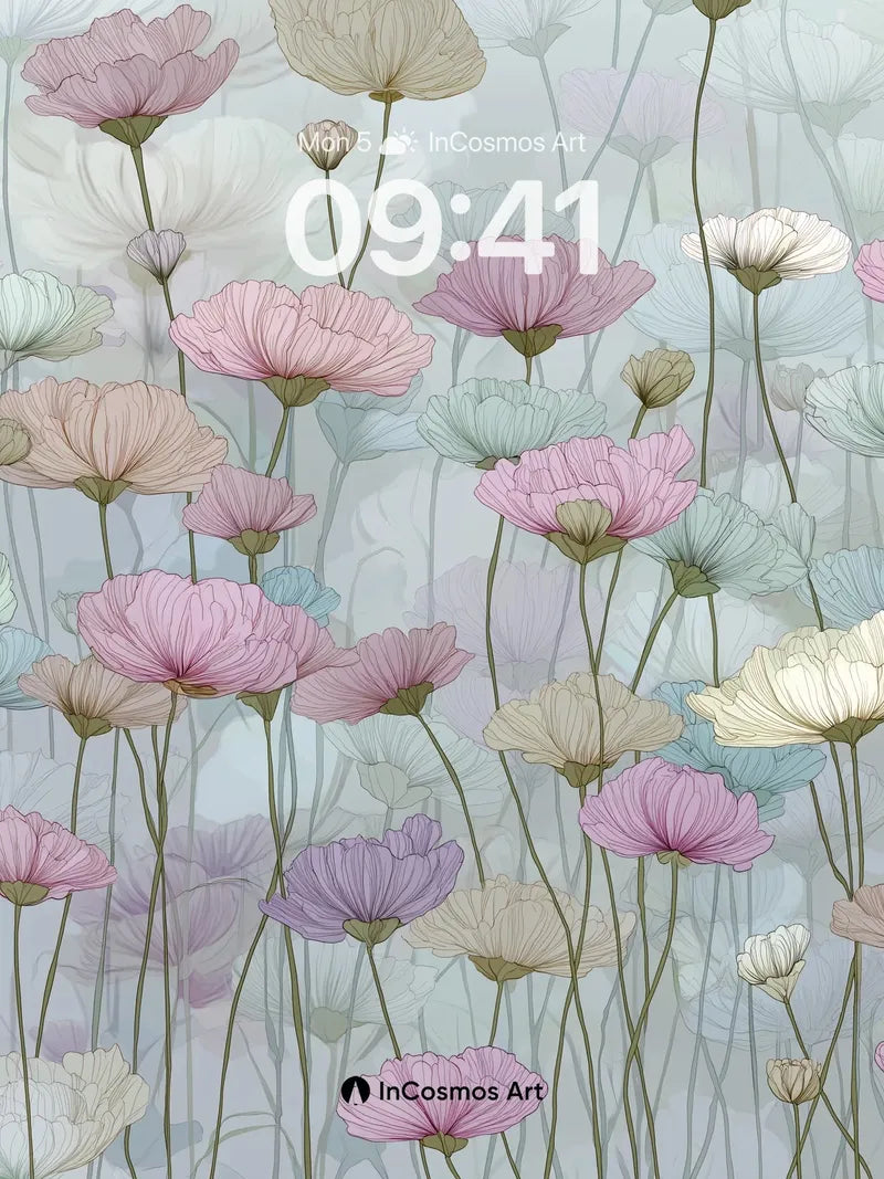 Soft Hush Floral Wallpaper with Ethereal Petals wallpaper for iPhone, iPad & Mac