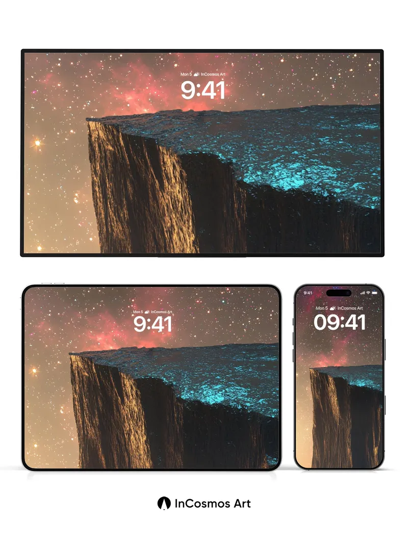 Cosmic Cliff Wallpaper with Starlit Edge