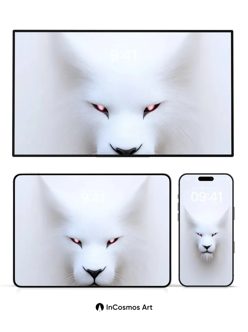 Frost Gaze Wallpaper with Crimson Eyes