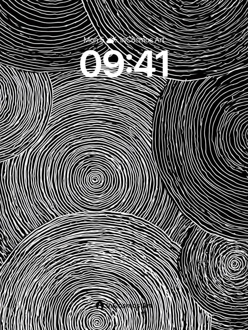 Whispering Circles Wallpaper with Ink-Deep Rings