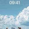 Serenity Meadow Wallpaper with Cloud-Brushed Horses wallpaper for iPhone, iPad & Mac