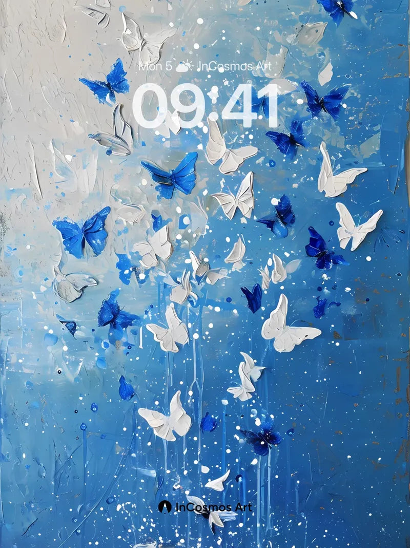 Serenity Cascade Wallpaper with Floating Butterflies