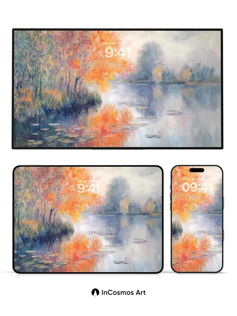 Autumn Hush Wallpaper with Monet Reflections