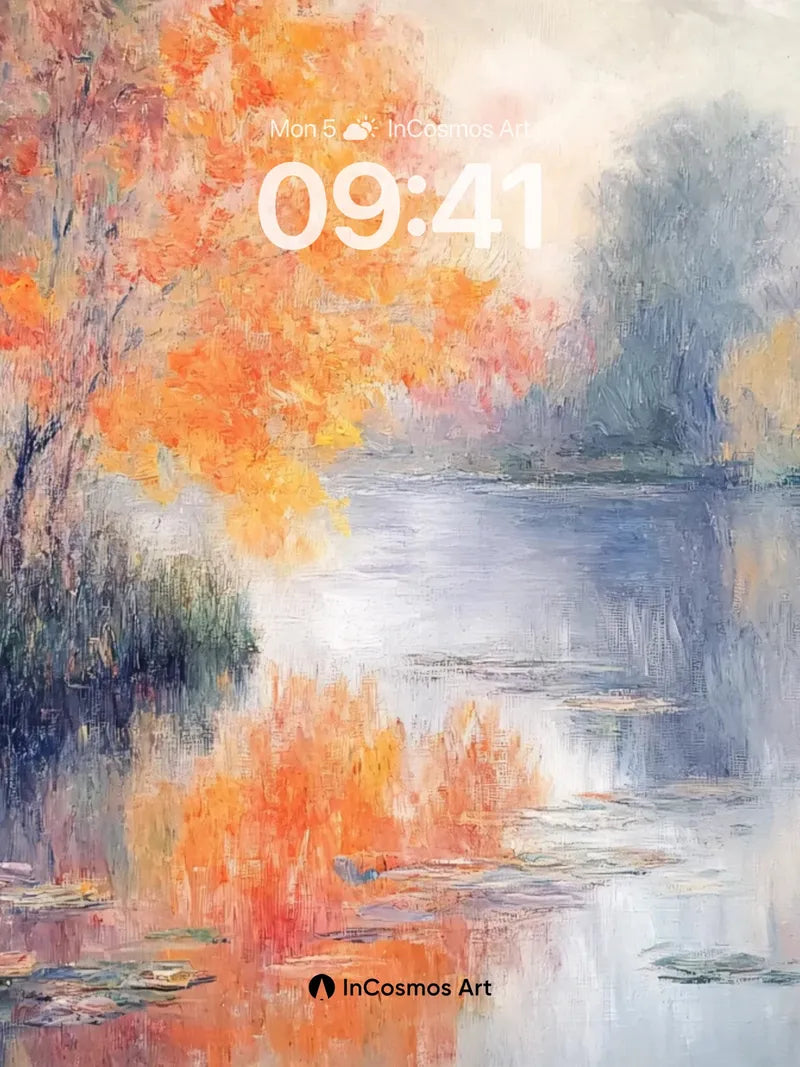 Autumn Hush Wallpaper with Monet Reflections