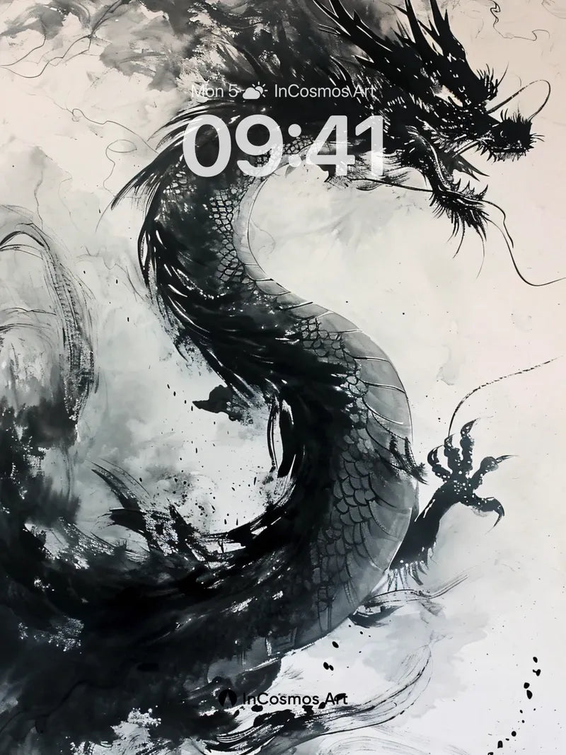 Ink Storm Dragon Wallpaper with Whispering Scales