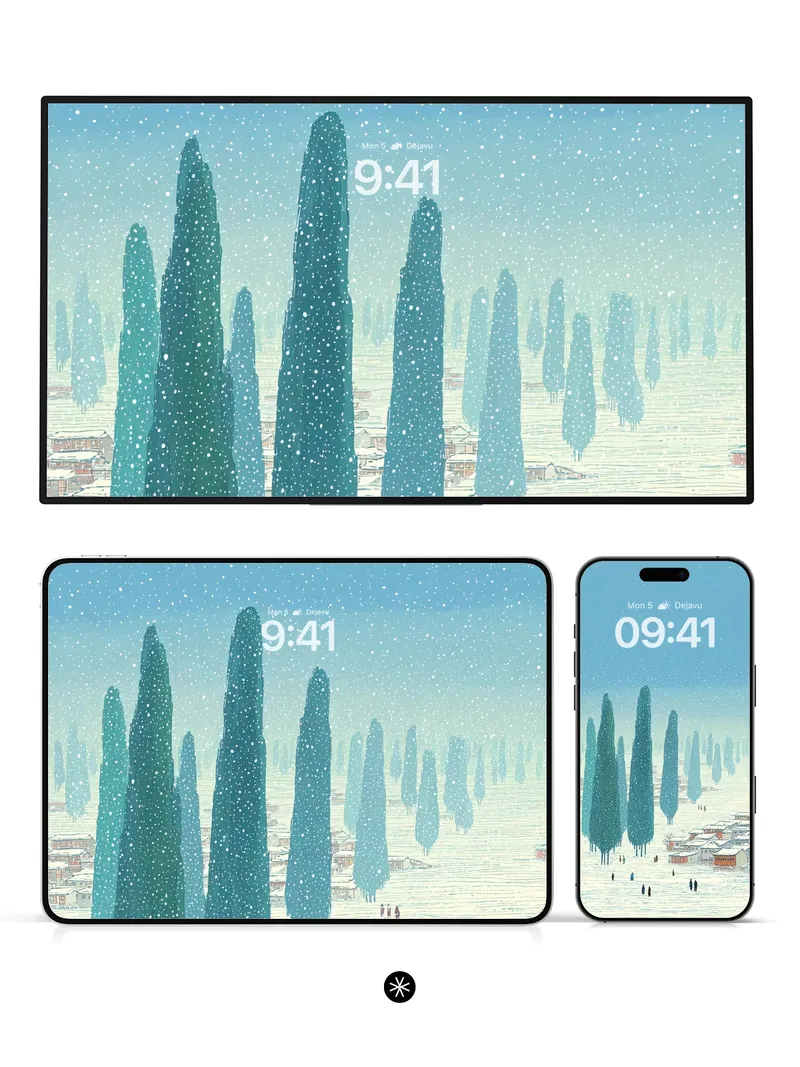 Snowy Village Winter Wallpaper