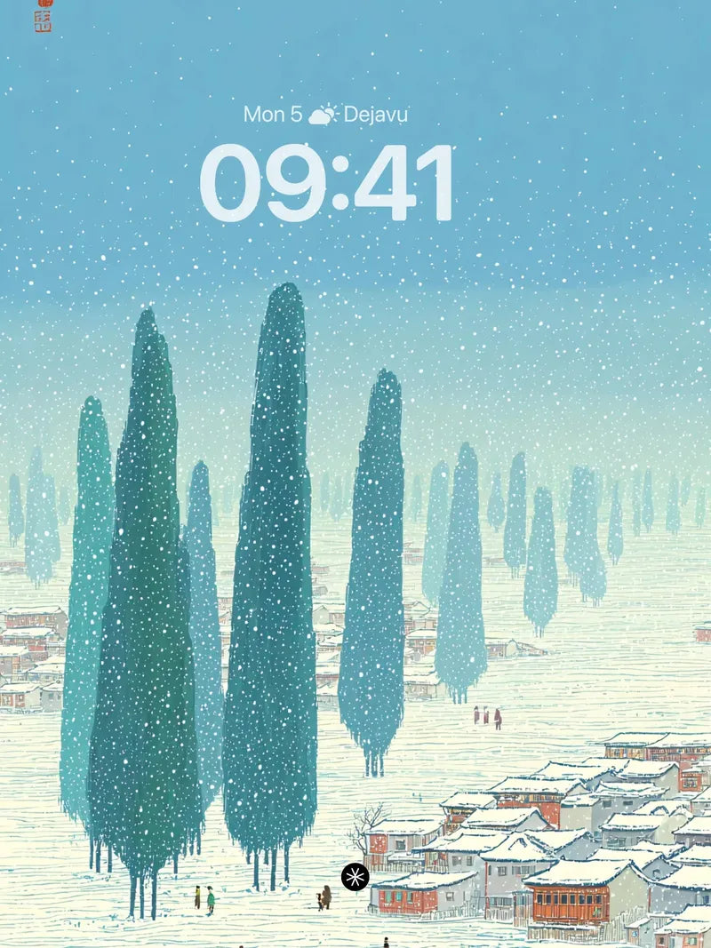 Snowy Village Winter Wallpaper