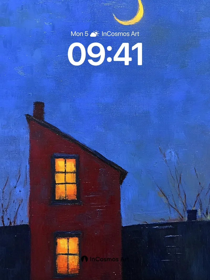 Cobalt Hush Wallpaper with Moonlit Windows