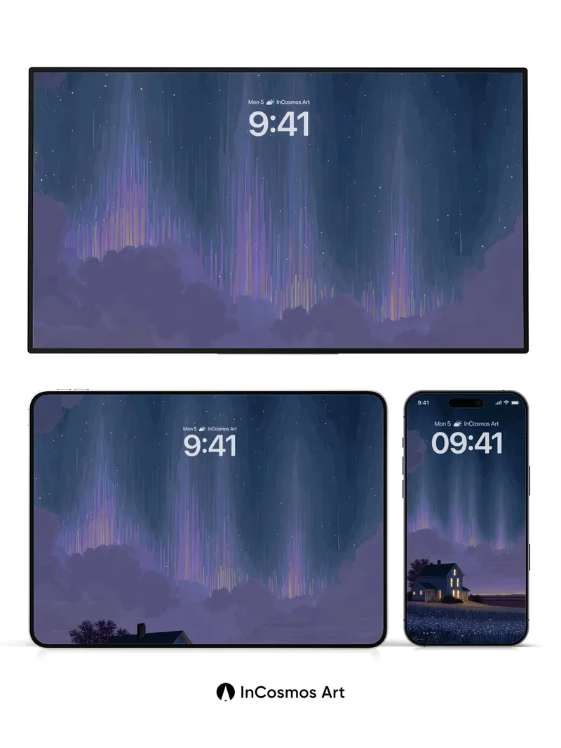 Starry Veil Wallpaper with Northern Lights