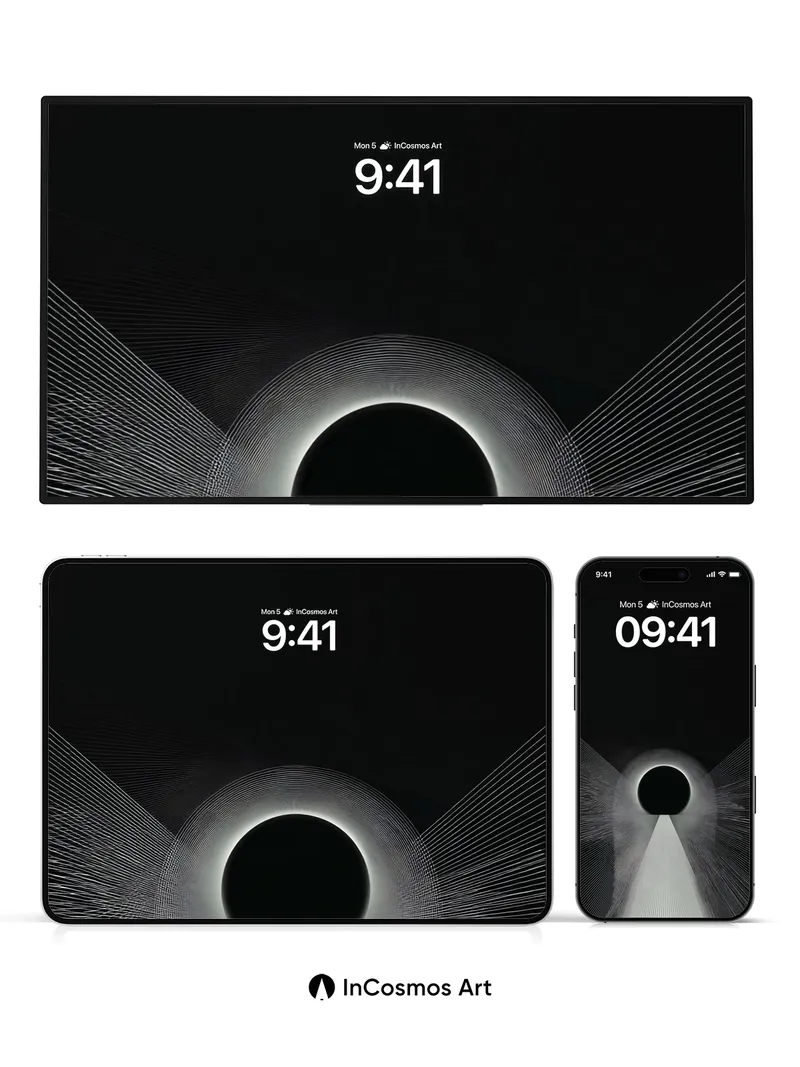 Eclipse Path Wallpaper with Radiant Lines