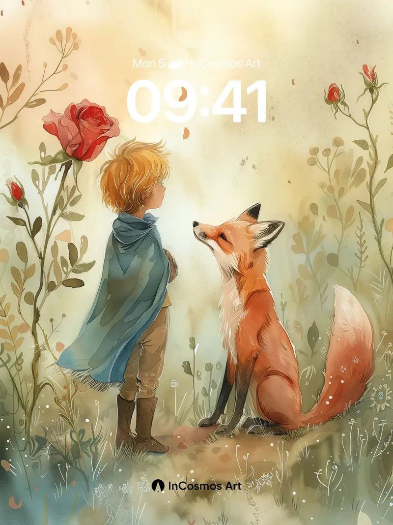 Golden Hush Wallpaper with Whispering Fox wallpaper for iPhone, iPad & Mac