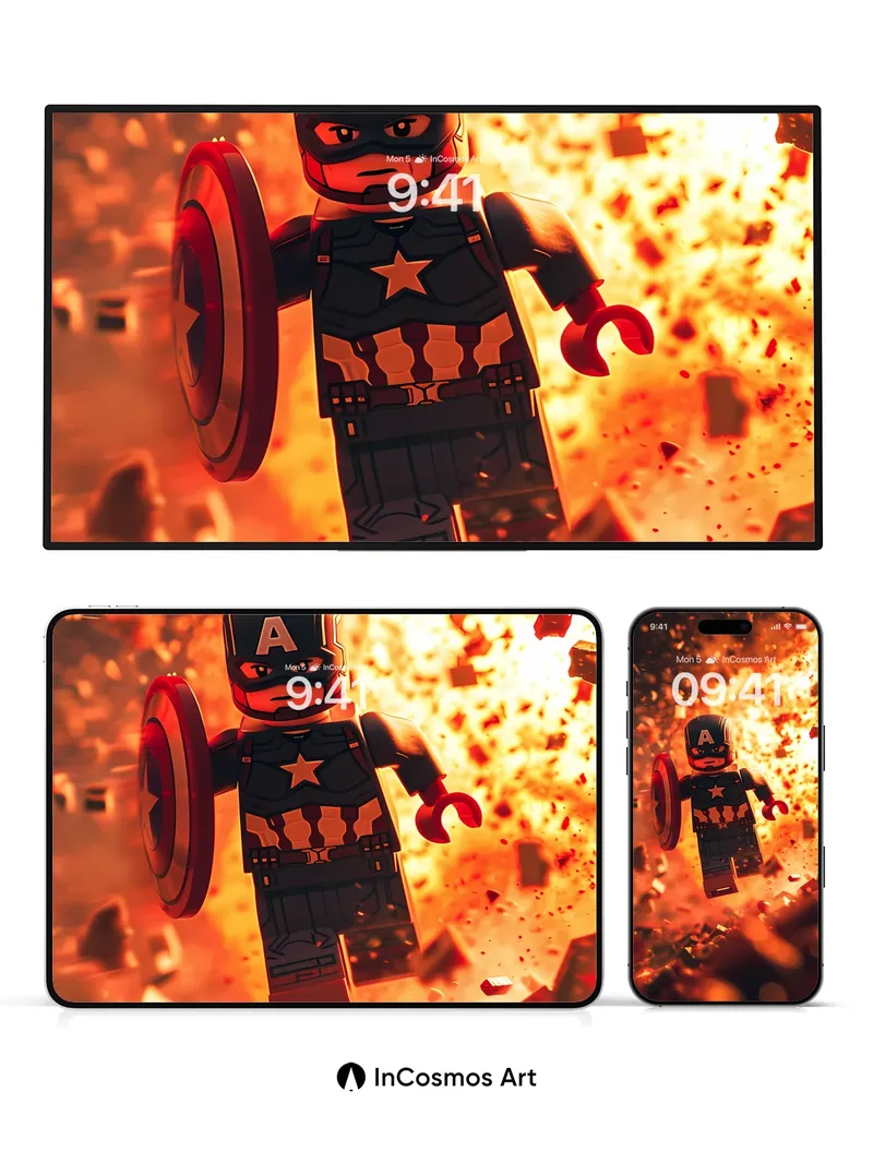 Brave Brick Hero Wallpaper with Fiery Fallout