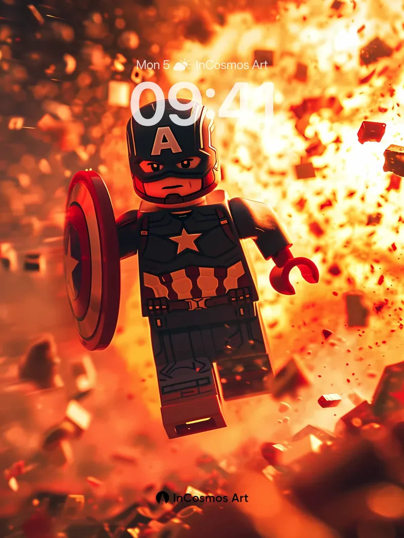 Brave Brick Hero Wallpaper with Fiery Fallout