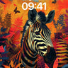 Fiery Zebra Wallpaper with Autumn Leaves wallpaper for iPhone, iPad & Mac