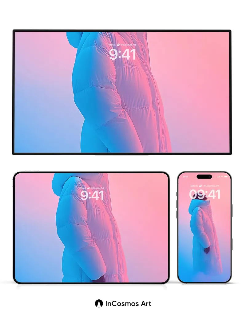 Neon Hush Wallpaper with Floating Silhouette