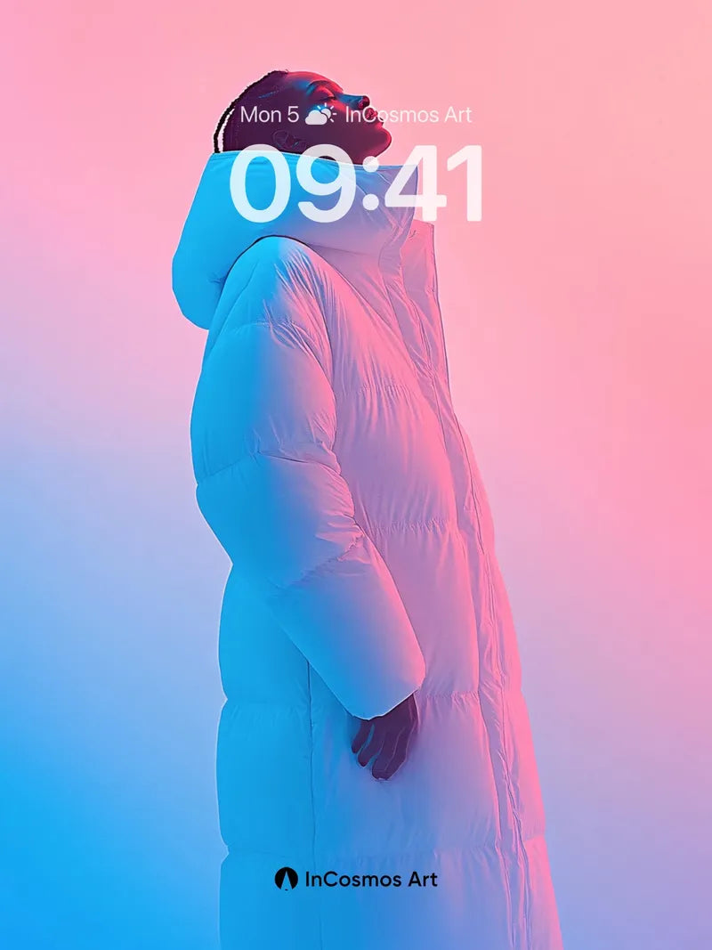 Neon Hush Wallpaper with Floating Silhouette