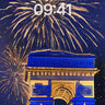 Celestial Arc Wallpaper with Golden Fireworks wallpaper for iPhone, iPad & Mac