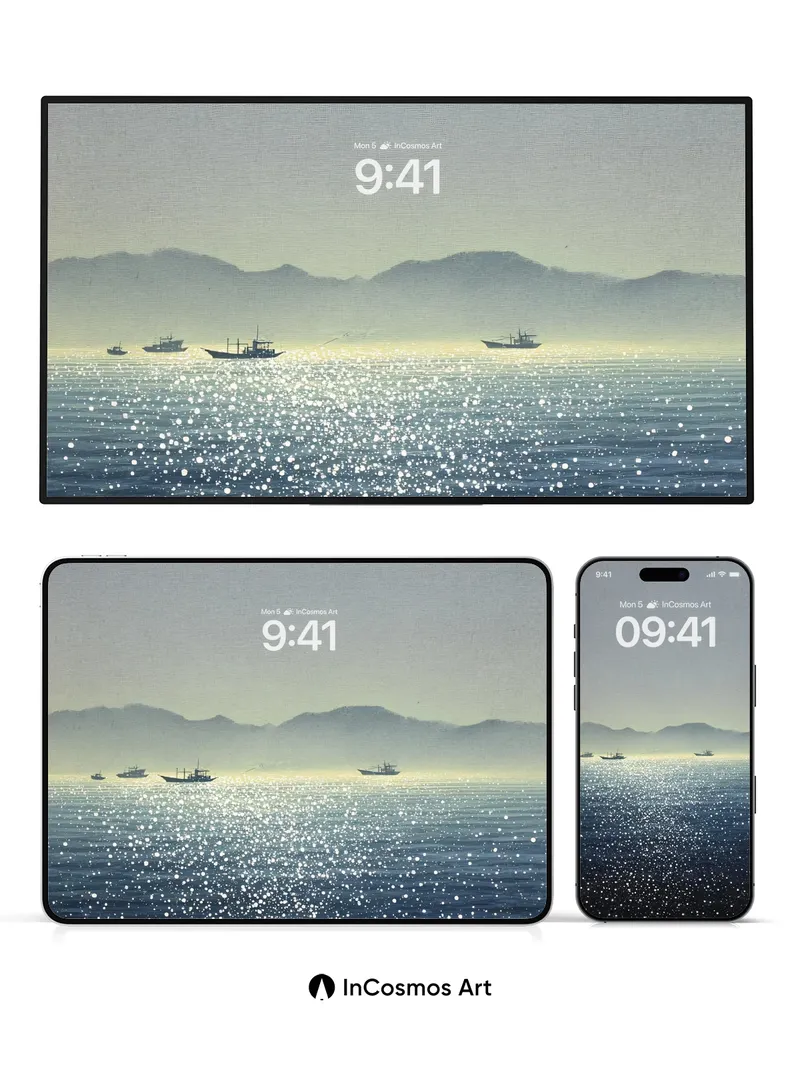 Serenity Sparkle Wallpaper with Distant Vessels