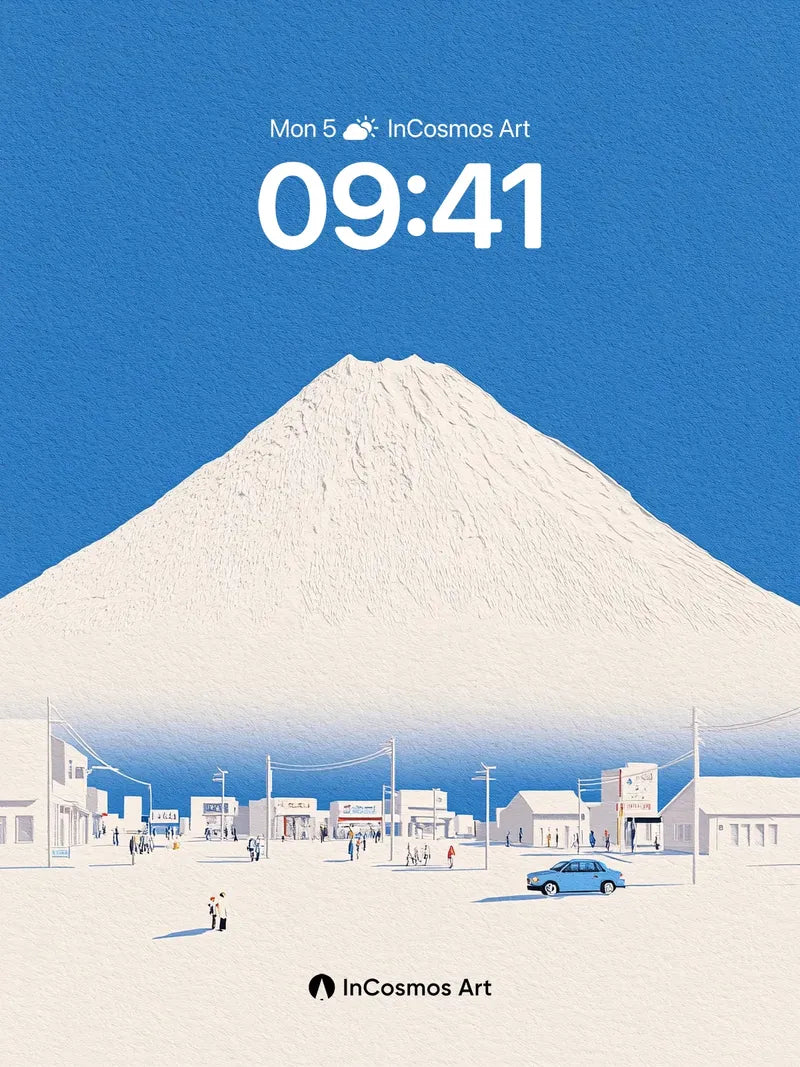 Silent Snowscape Wallpaper with Mount Fuji's Crown