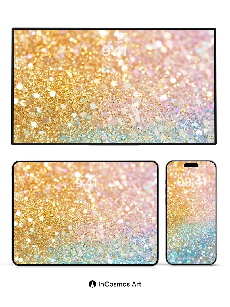 Golden Haze Wallpaper with Iridescent Dust