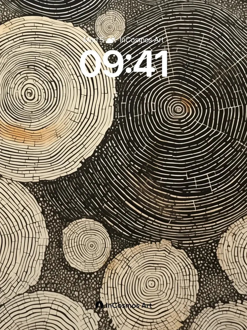Whispering Rings Wallpaper with Wood Grain Echoes