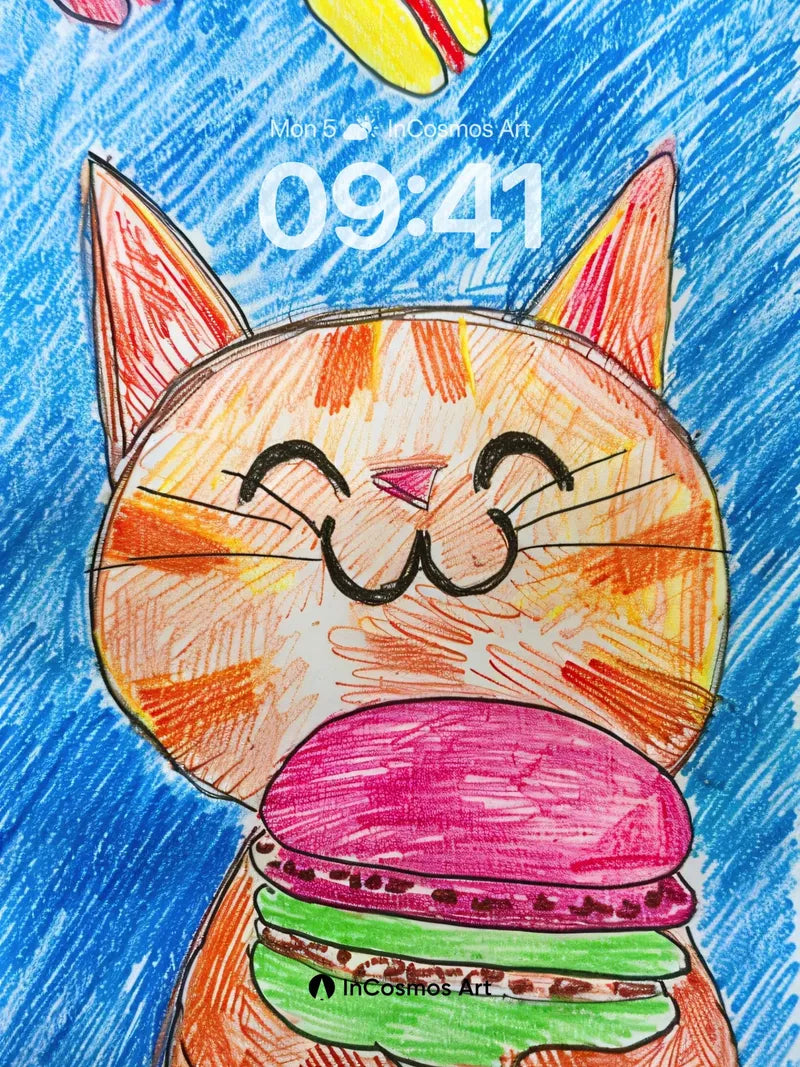 Whimsical Macaron Hug Wallpaper with Kitten Joy wallpaper for iPhone, iPad & Mac