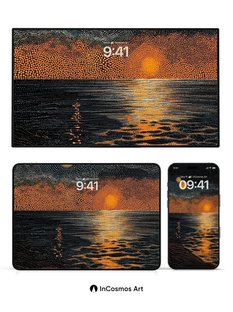 Golden Pulse Wallpaper with Dotted Horizon