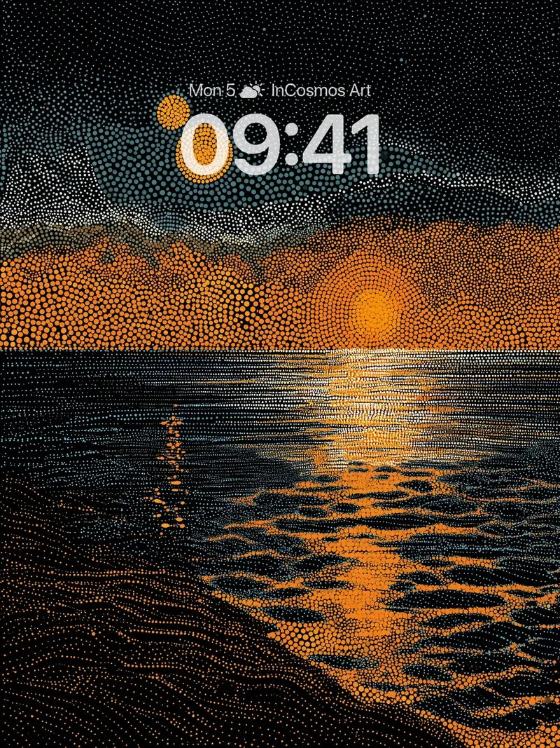 Golden Pulse Wallpaper with Dotted Horizon wallpaper for iPhone, iPad & Mac