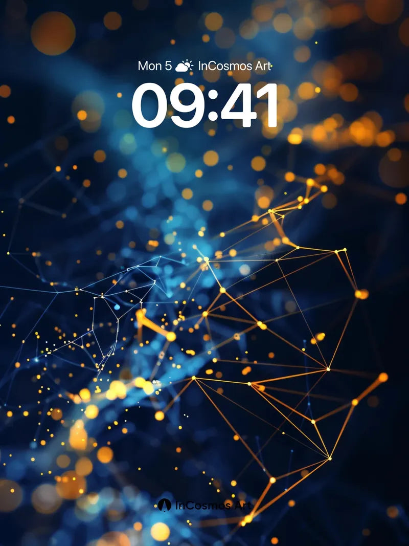 Neon Constellation Wallpaper with Floating Nodes